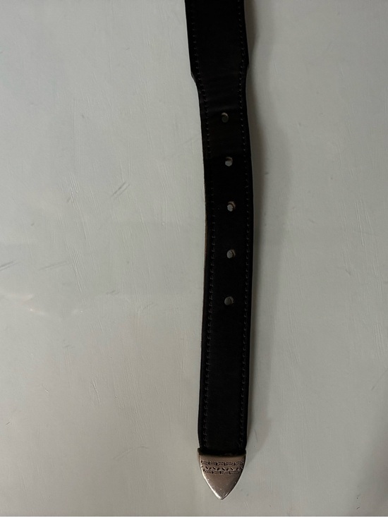 Western Black Leather Belt With Silver Medallions & End Piece